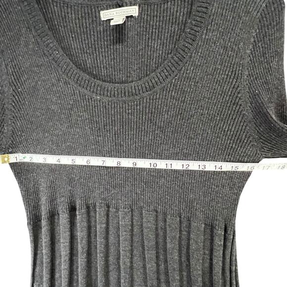 Dana Buchman Sweater Dress With Scarf XL Gray Ribbed Fit Flare Timeless Career - Picture 5 of 14